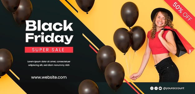 Realistic black friday banner