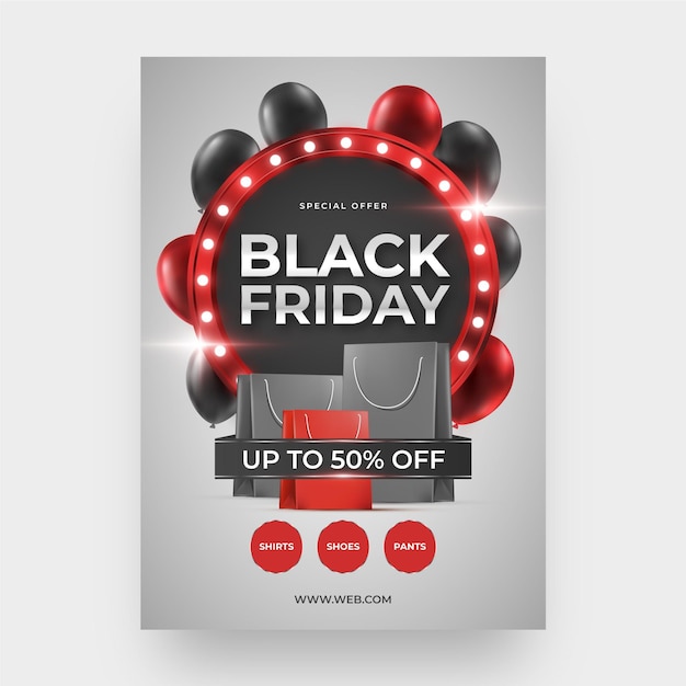 Vector realistic black friday flyer template