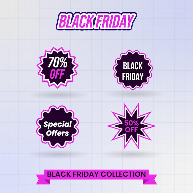 Vector realistic black friday sale badges collection