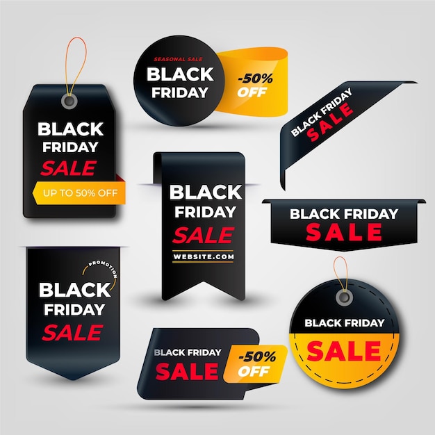 Collezione di etichette realistiche per la vendita del black friday