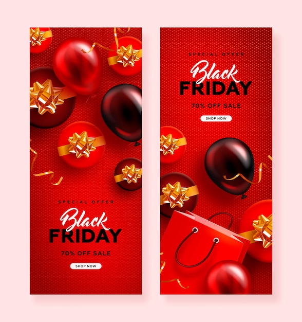 Realistic black friday vertical banners