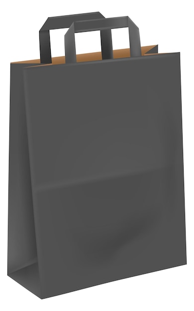 Вектор Реалистичный макет черного бумажного пакета пакет магазина изолирован на белом фоне