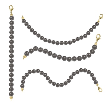 Collana di perle a catena di perle nere realistiche su sfondo bianco