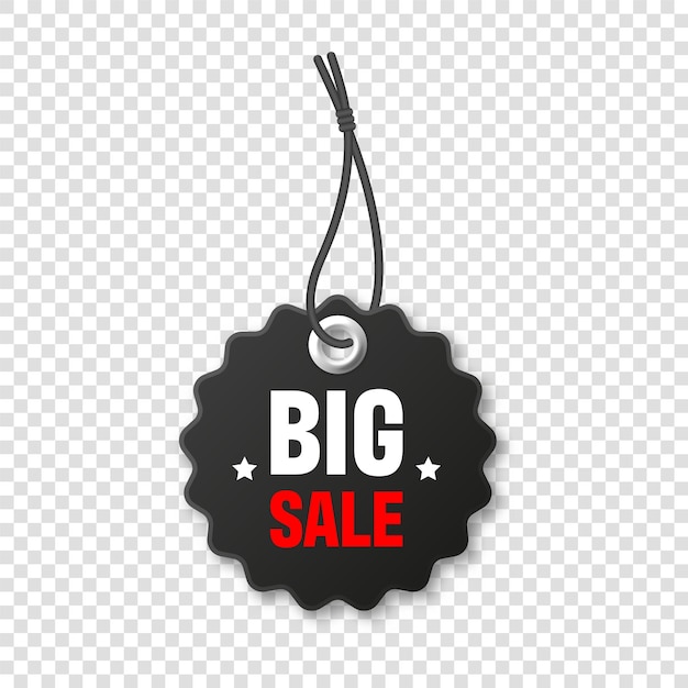 Realistic black price tag special offer or shopping discount label retail paper sticker promotional