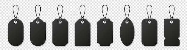 realistic black price tags collection special offer or shopping discount label retail paper sticker