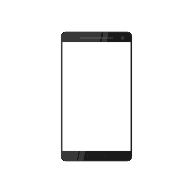 Realistic black smartphone with white screen menu button and camera on phone vector illustration