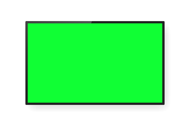 Вектор Реалистичный черный экран хроматического ключа телевизора изолирован на белом фоне 3d пустой телевизор со светодиодным монитором векторная иллюстрация