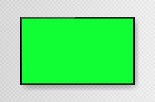 Реалистичный черный телевизионный хромакей экран изолирован на прозрачном фоне 3d пустой телевизор светодиодный монитор векторная иллюстрация