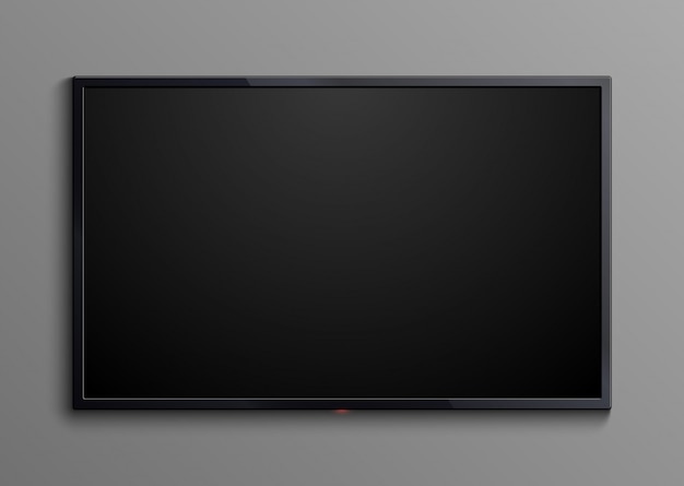 Realistic black television screen isolated. 3d blank led monitor display