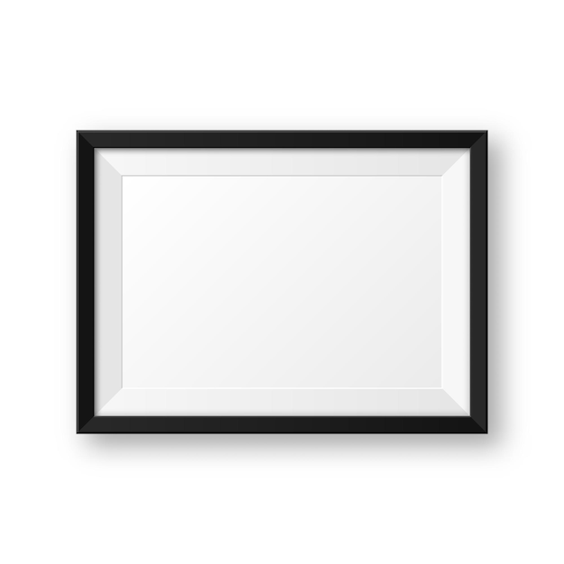 realistic blank black picture frame with shadow isolated on white background modern poster mockup empty photo frame for art gallery or interior vector illustration