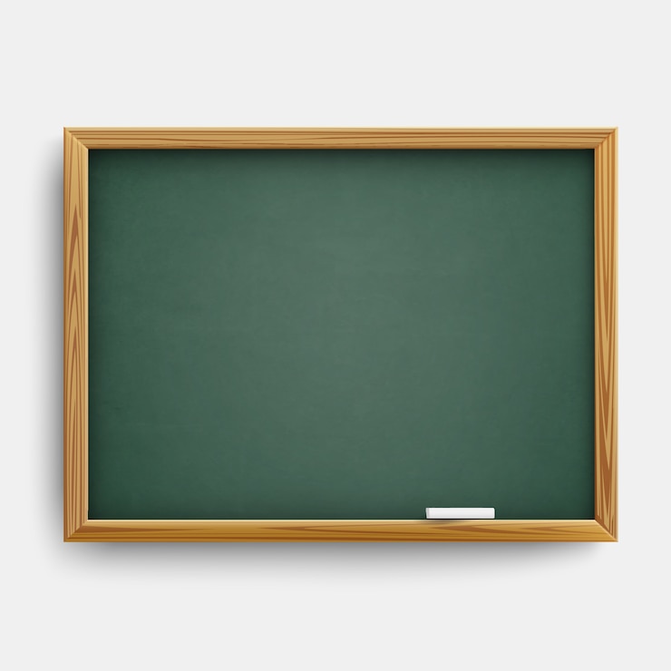 Vector realistic blank green class board  with wooden frame and with chalk
