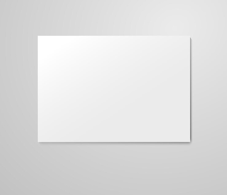 Vector  realistic blank paper sheet  on light grey background.