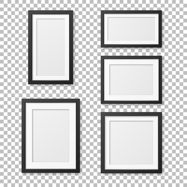  realistic blank picture frame template set . .