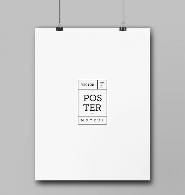 Vettore realistico mockup di poster in bianco