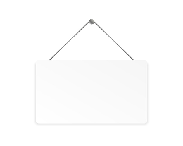 Realistic blank signboard Hanging white banner with place for text