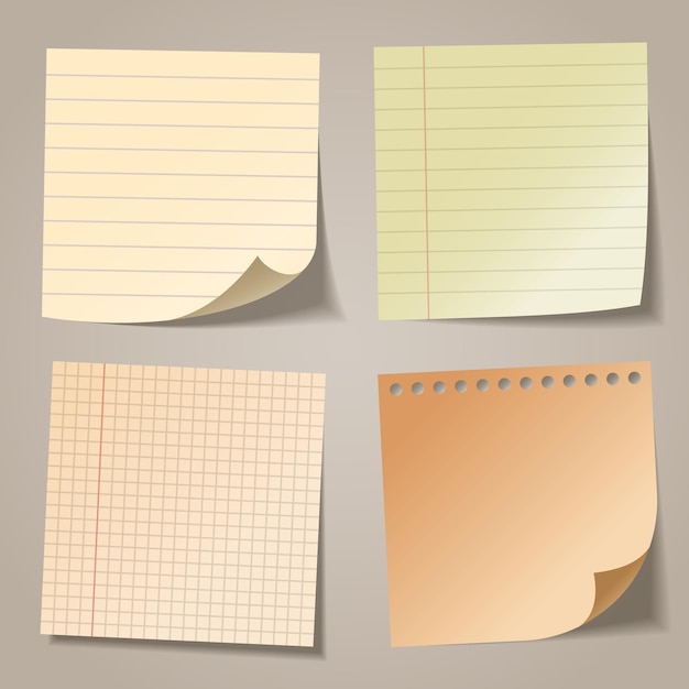 Vector realistic blank sticky notes colored sheets of note papers paper reminder vector illustration