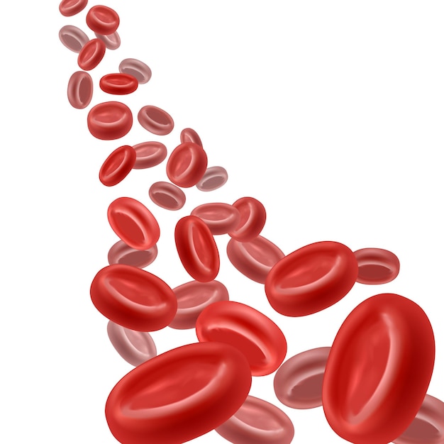 Realistic Blood Erythrocyte Flow Background Card Vector