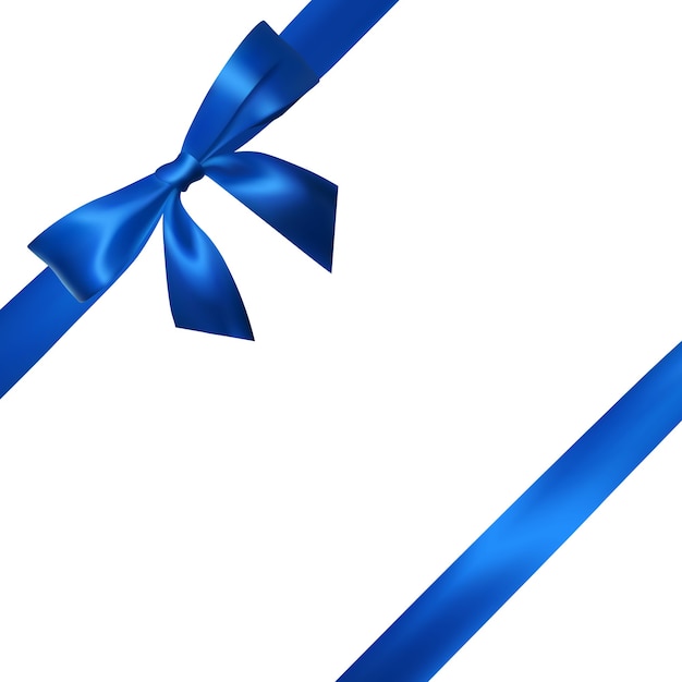 Realistic blue bow with blue ribbons isolated on white. Element for decoration gifts, greetings, holidays. 