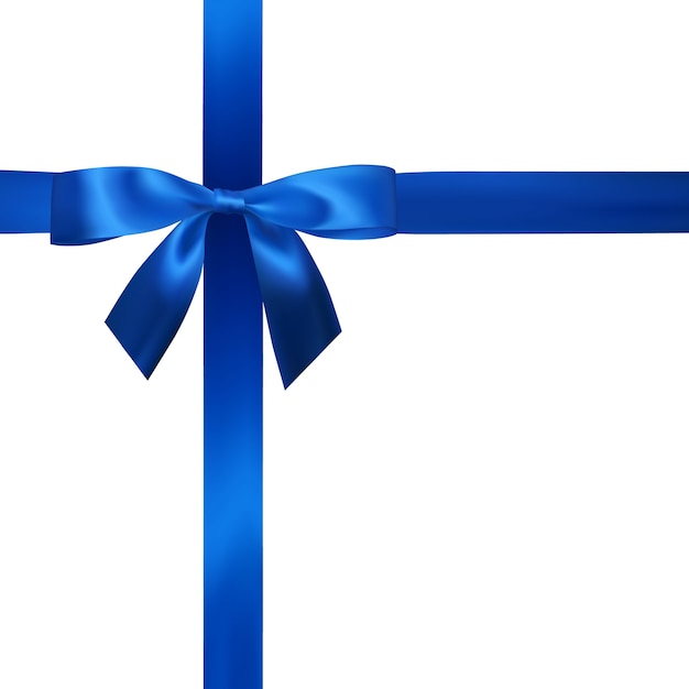 Realistic blue bow with blue ribbons isolated on white. element for decoration gifts, greetings, holidays.