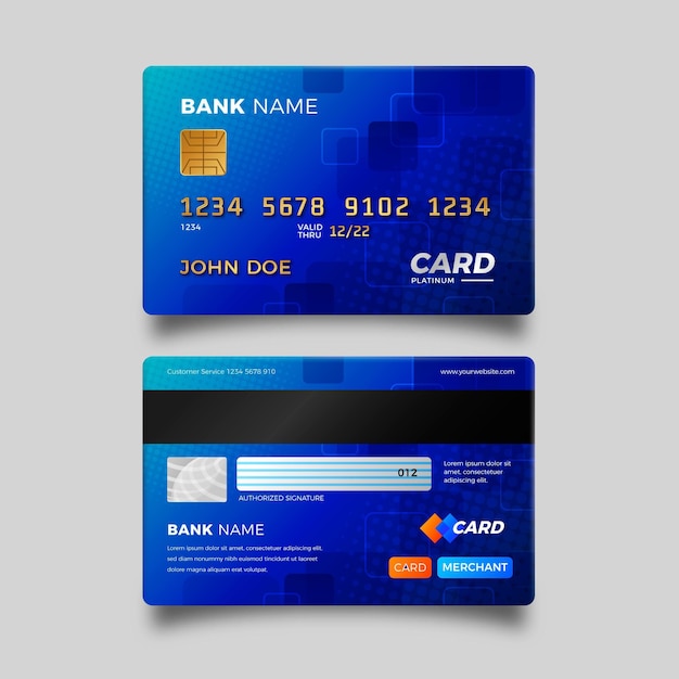 Realistic blue credit card