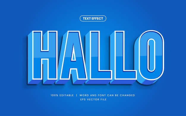 Realistic blue hallo editable text effect template