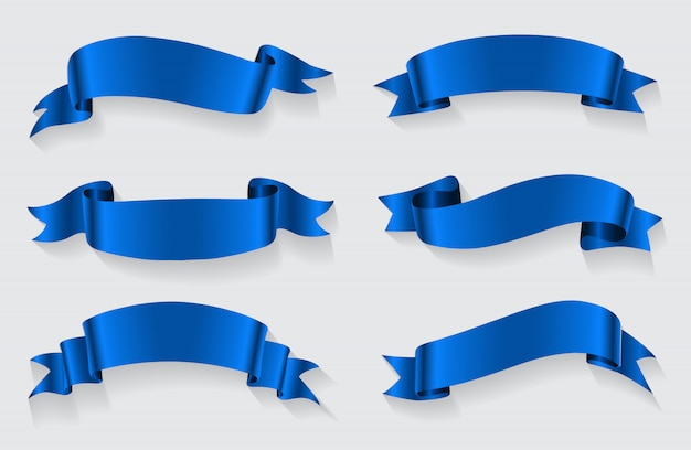 Realistic blue ribbons