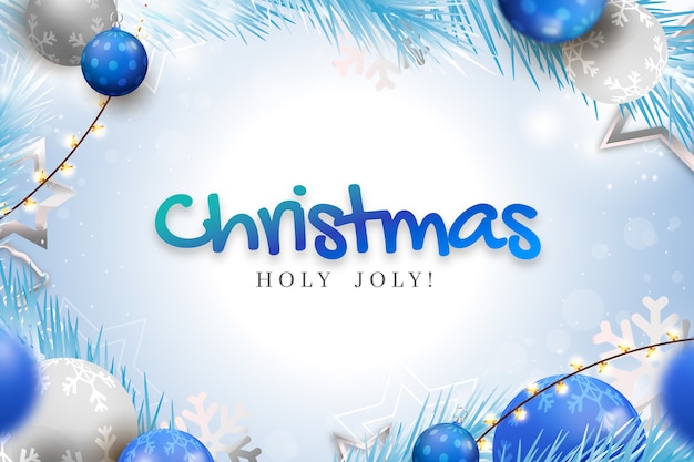 Реалистичный синий и серебристый фон для празднования Рождества