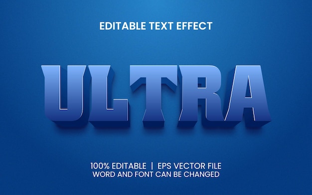 Realistic blue ultra editable text effect