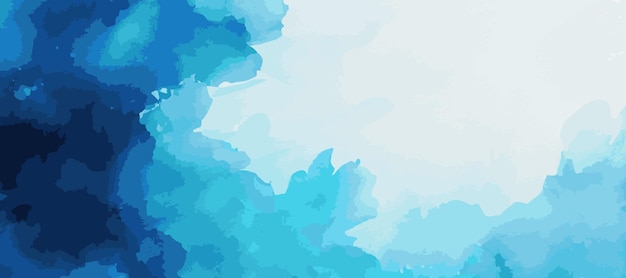 Realistic blue watercolor panoramic texture on white background vector