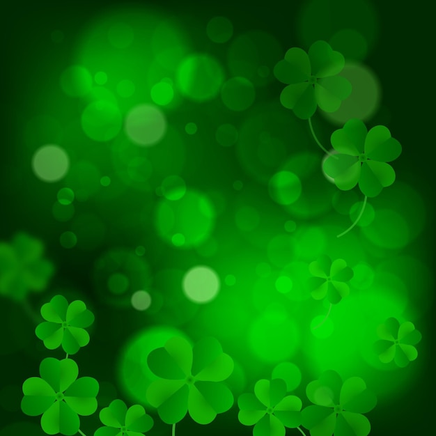 Realistic blurred st. patrick's day clovers