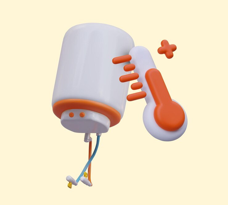 Vector realistic boiler red thermometer electric water heater color vector concept