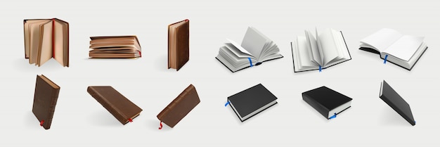 Vector realistic books set collection