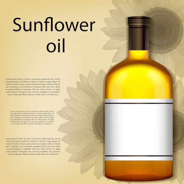 A realistic bottle of sunflower oil.