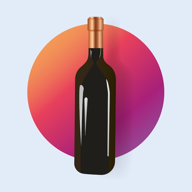 Realistic bottle of wine Branding mock up Contemporary marketing beverage template Alcohol relax champagne holiday Gradient background 3d isometric illustration
