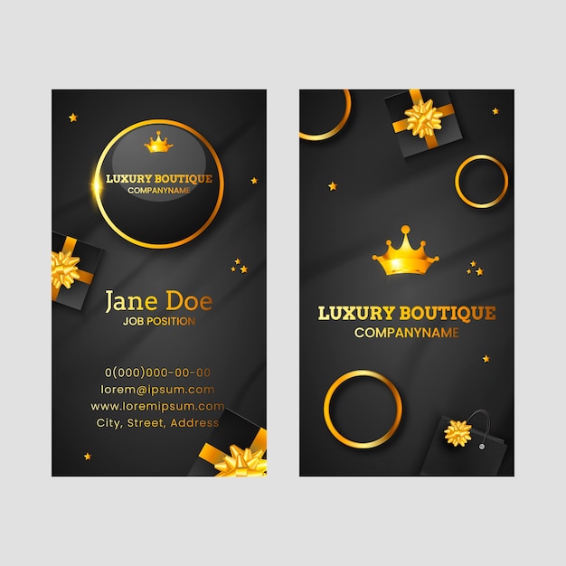 Vector realistic boutique vertical business card