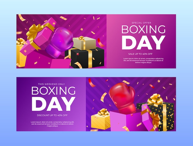 Vector realistic boxing day horizontal banners set