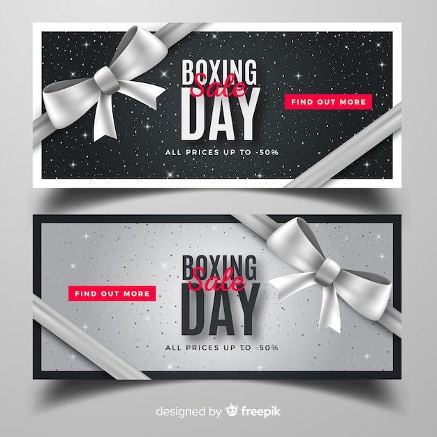 Realistic boxing day sale banners