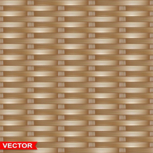 Vector realistic braided wooden wicker seamless texture