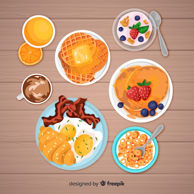 Realistic breakfast collection