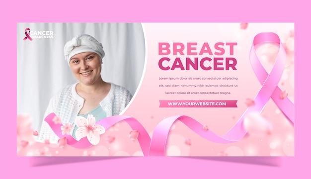 Vector realistic breast cancer awareness month horizontal banner template