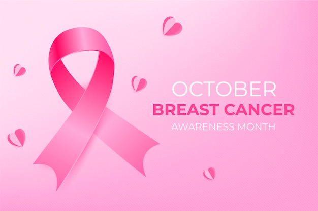 Realistic breast cancer awareness month illustration