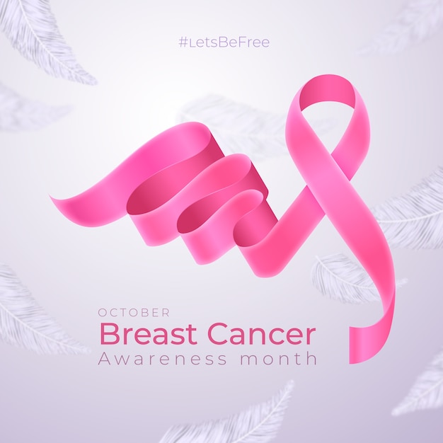 Vector realistic breast cancer awareness month illustration