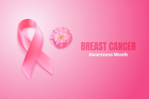 Realistic breast cancer awareness month illustration