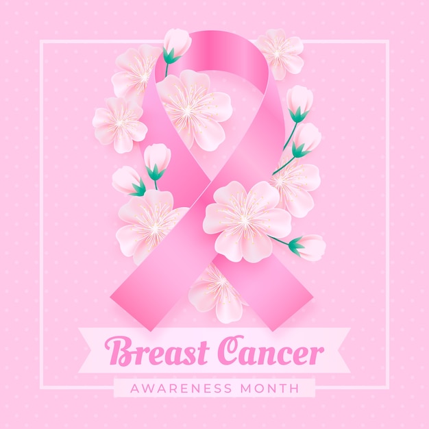 Vector realistic breast cancer awareness month illustration