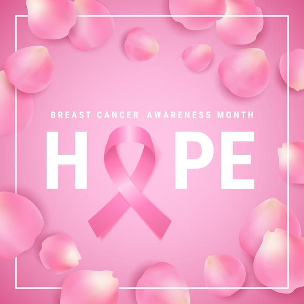 Vector realistic breast cancer awareness month illustration