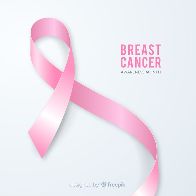 Realistic breast cancer awareness month ribbon