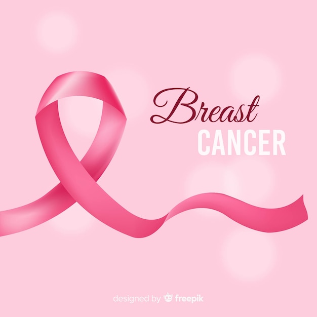 Vector realistic breast cancer ribbon