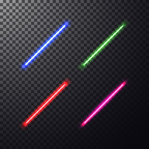 Vector realistic bright colorful laser beam.