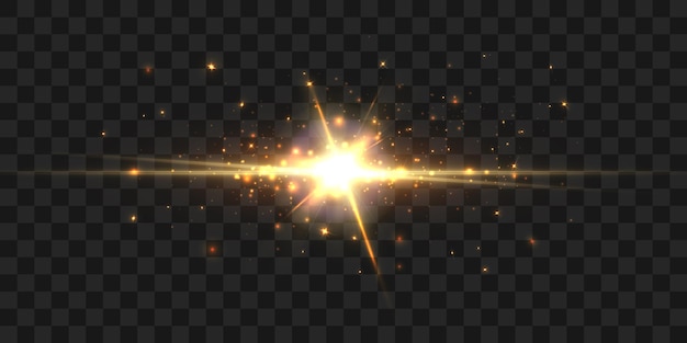 Realistic bright light effect sparkling star on a transparent background Vector