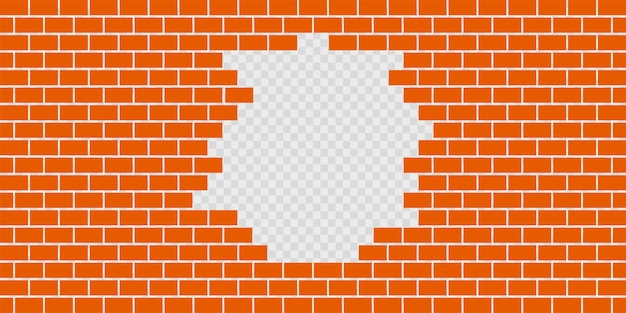 Realistic broken brick wall. On a transparent background. Vector illustration. EPS 10